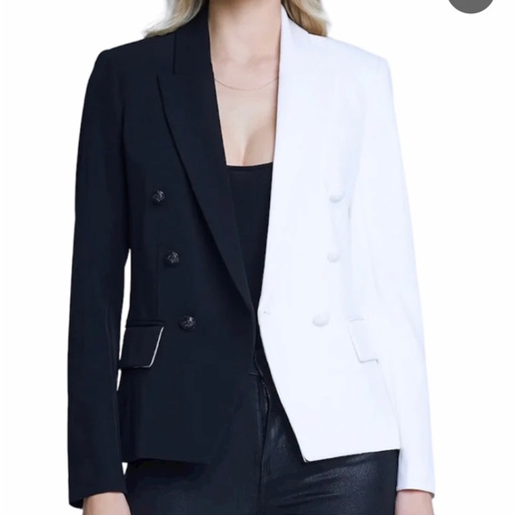 L’agence Kenzie Blazer in black and beige. Size 6. - Picture 2 of 5